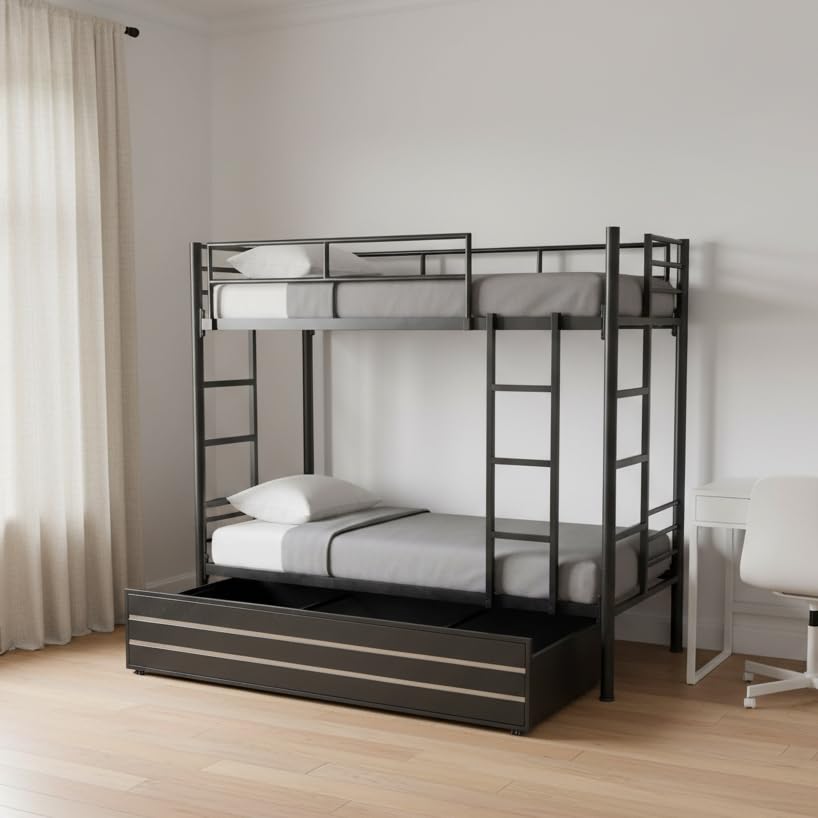 wrought-iron-bunk-bed-with-storage-box-for-adults-metal-frame-powder-coated-black