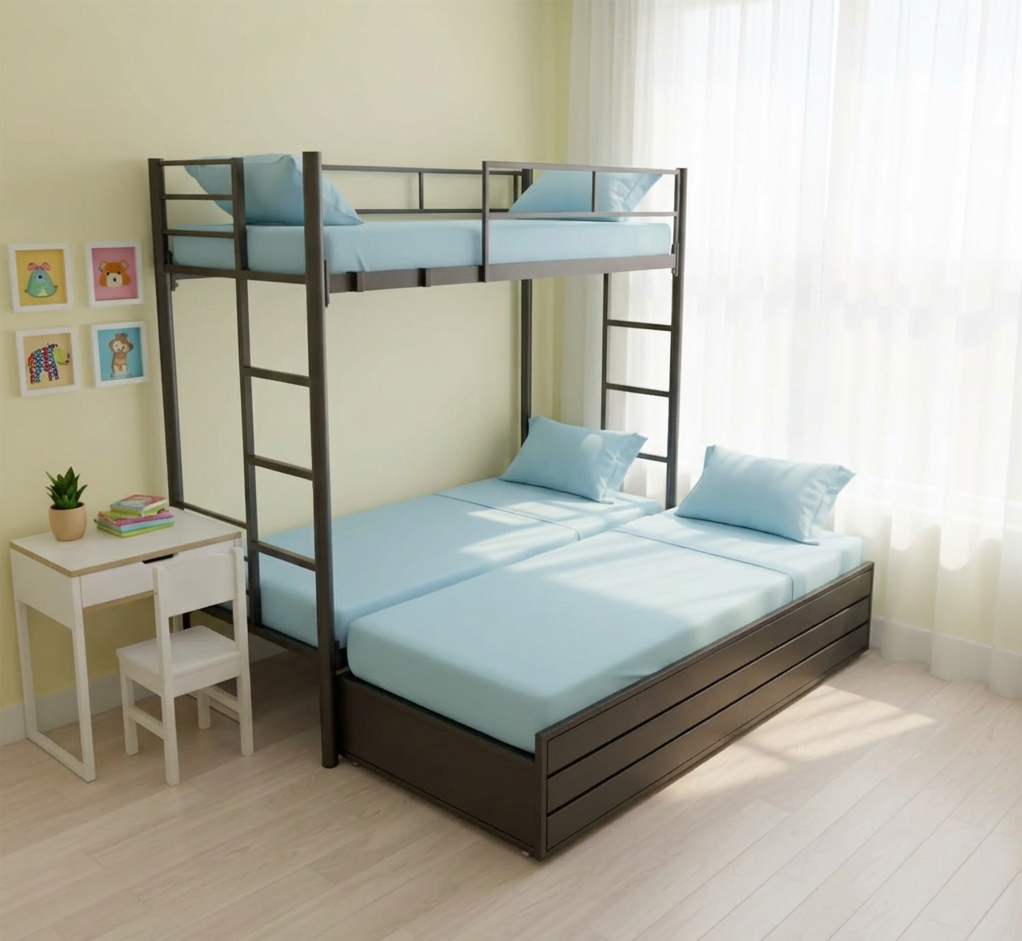 wrought-iron-bunk-bed-with-storage-box-for-adults-metal-frame-powder-coated-black