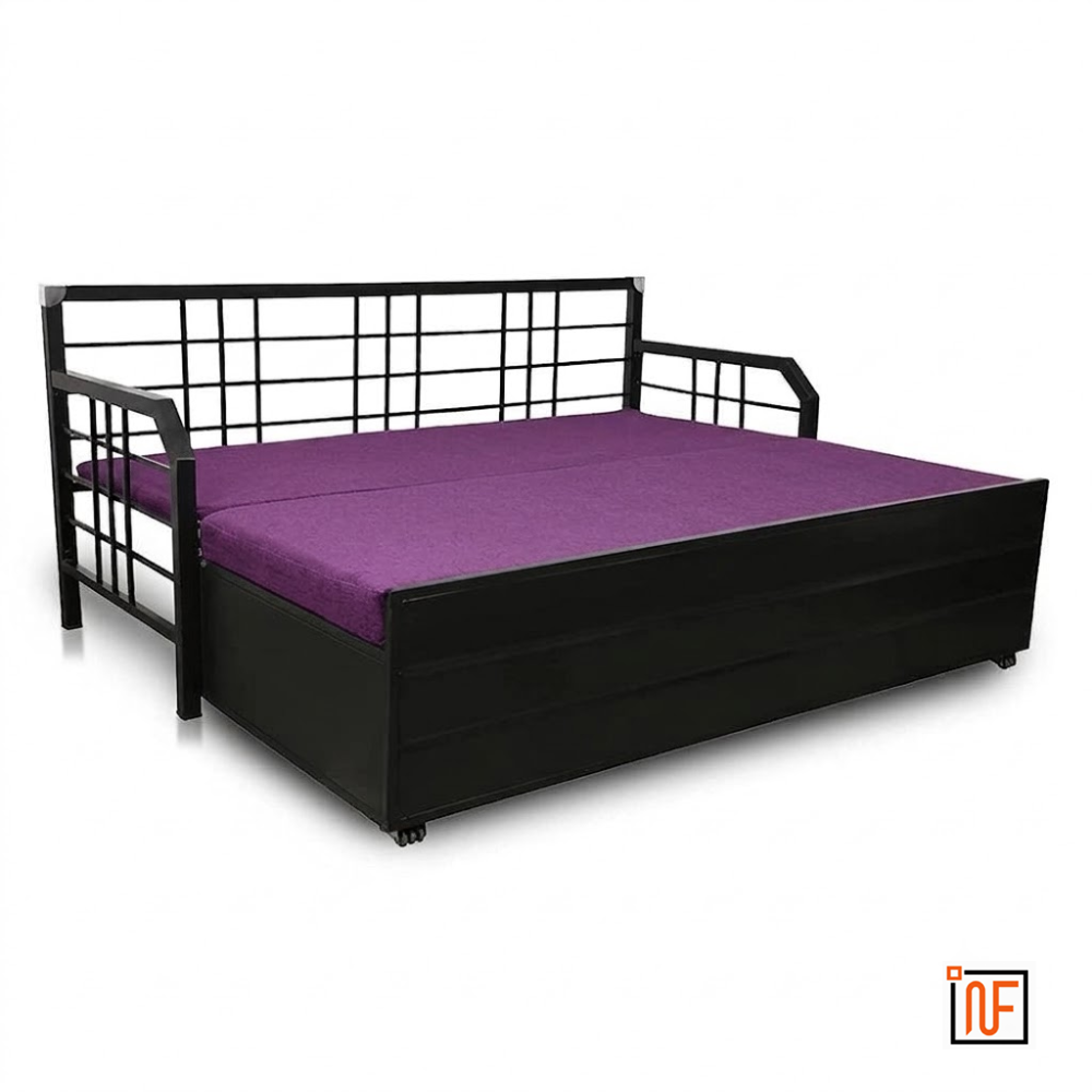 omega-namariq-minimalist-design-wrought-metal-sofa-cum-bed-convertible-sofa-cum-bed-with-hydraulic-box-storage-for-bedroom-living-room-water-resistant-anti-rust-powder-coated-finish-black-purple-combination