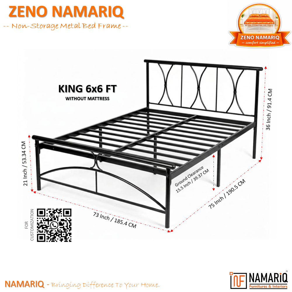 zeno-namariq-solid-wrought-iron-metal-bed-cot-without-inbuilt-storage-box-space-saving-bedroom-furniture-architectural-arched-head-footboard-with-without-mattress-king-queen-single-sizes-powder-coated-black-color