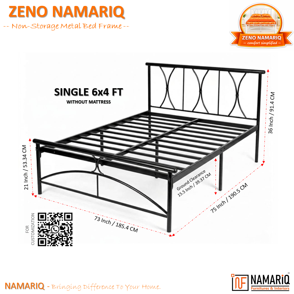 zeno-namariq-solid-wrought-iron-metal-bed-cot-without-inbuilt-storage-box-space-saving-bedroom-furniture-architectural-arched-head-footboard-with-without-mattress-king-queen-single-sizes-powder-coated-black-color