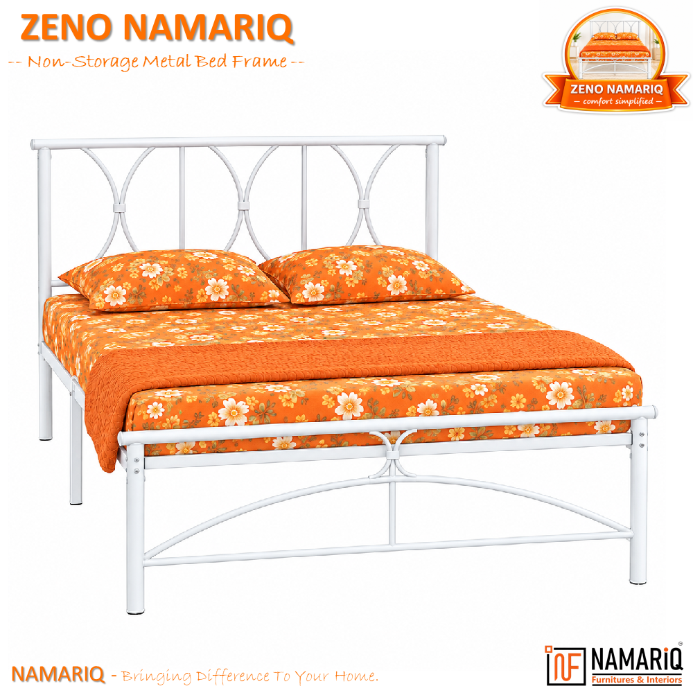 zeno-namariq-solid-wrought-iron-metal-bed-cot-without-inbuilt-storage-box-space-saving-bedroom-furniture-architectural-arched-head-footboard-with-without-mattress-king-queen-single-sizes-powder-coated-white-color