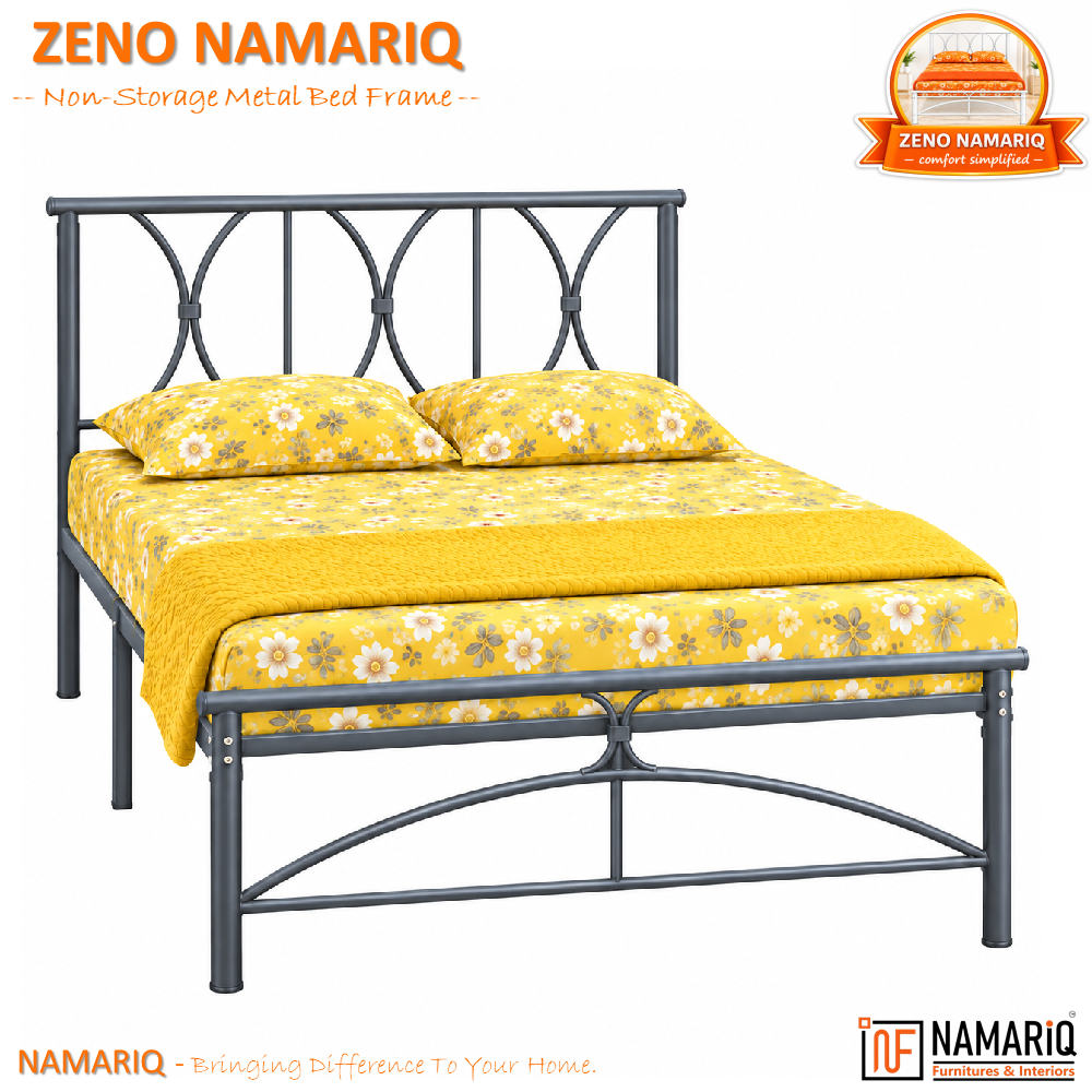 zeno-namariq-solid-wrought-iron-metal-bed-cot-without-inbuilt-storage-box-space-saving-bedroom-furniture-architectural-arched-head-footboard-with-without-mattress-king-queen-single-sizes-powder-coated-grey-color