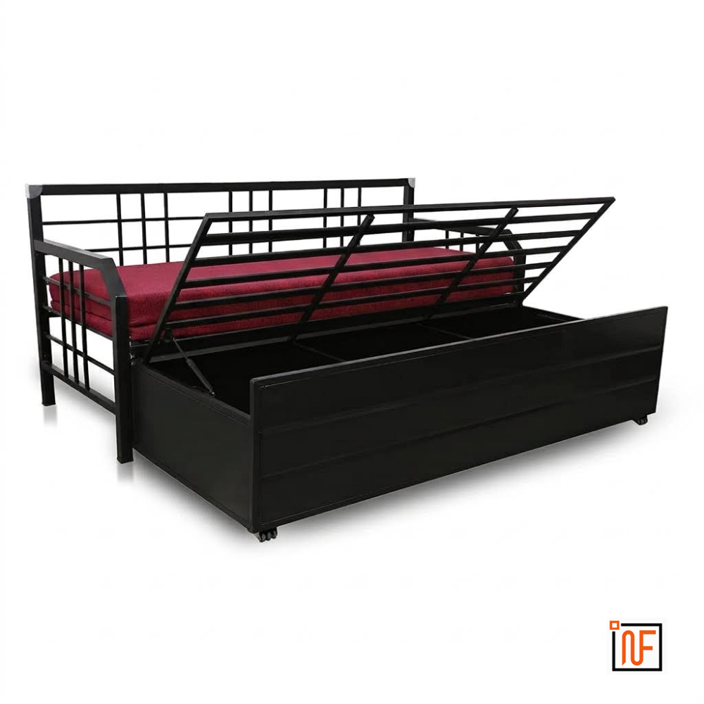omega-namariq-minimalist-design-wrought-metal-sofa-cum-bed-convertible-sofa-cum-bed-with-hydraulic-box-storage-for-bedroom-living-room-water-resistant-anti-rust-powder-coated-finish-black-red-combination
