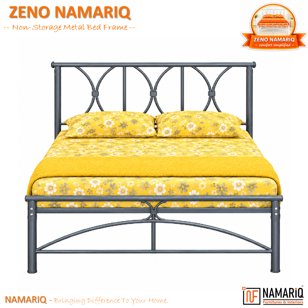 zeno-namariq-solid-wrought-iron-metal-bed-cot-without-inbuilt-storage-box-space-saving-bedroom-furniture-architectural-arched-head-footboard-with-without-mattress-king-queen-single-sizes-powder-coated-grey-color