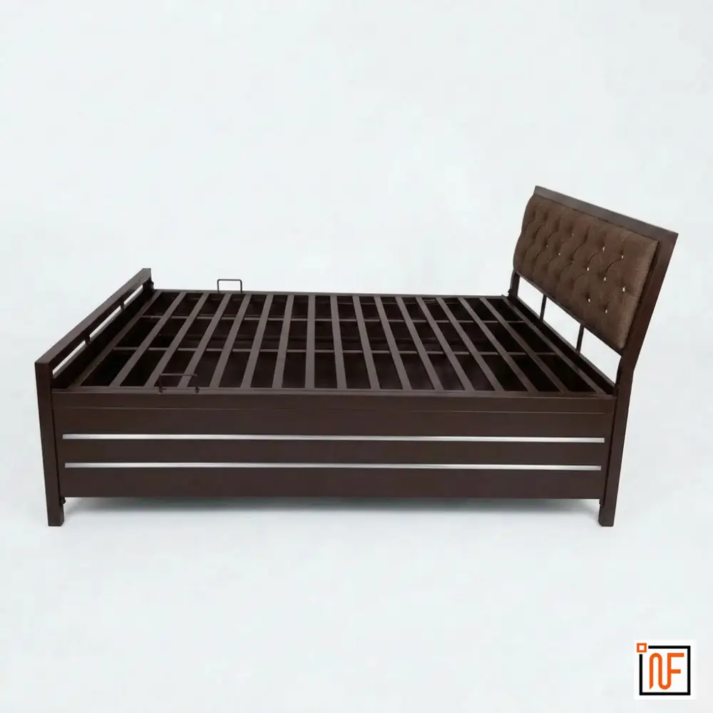 mirabilis-namariq-sanctuary-wrought-iron-metal-bed-with-hydraulic-box-storage-headboard-cushion-water-resistant-anti-rust-powder-coated-finish-brown