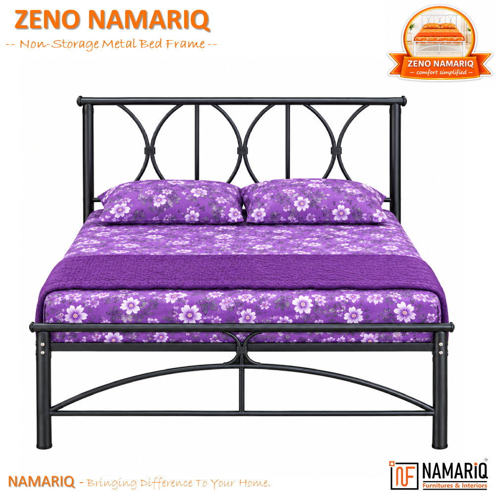 zeno-namariq-solid-wrought-iron-metal-bed-cot-without-inbuilt-storage-box-space-saving-bedroom-furniture-architectural-arched-head-footboard-with-without-mattress-king-queen-single-sizes-powder-coated-black-color