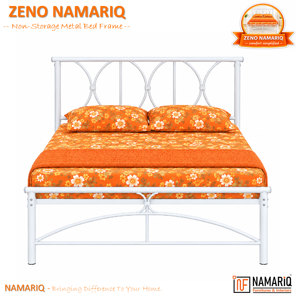 zeno-namariq-solid-wrought-iron-metal-bed-cot-without-inbuilt-storage-box-space-saving-bedroom-furniture-architectural-arched-head-footboard-with-without-mattress-king-queen-single-sizes-powder-coated-white-color