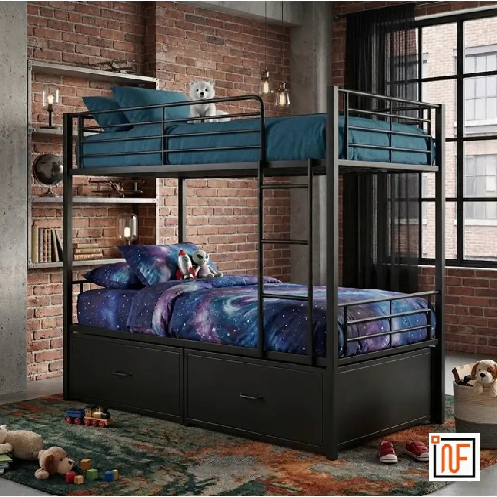 yugma-namariq-twin-over-twin-heavy-duty-metal-bunk-bed-with-integrated-dual-drawer-storage-anti-rust-water-resistant-powder-coated-finish-black