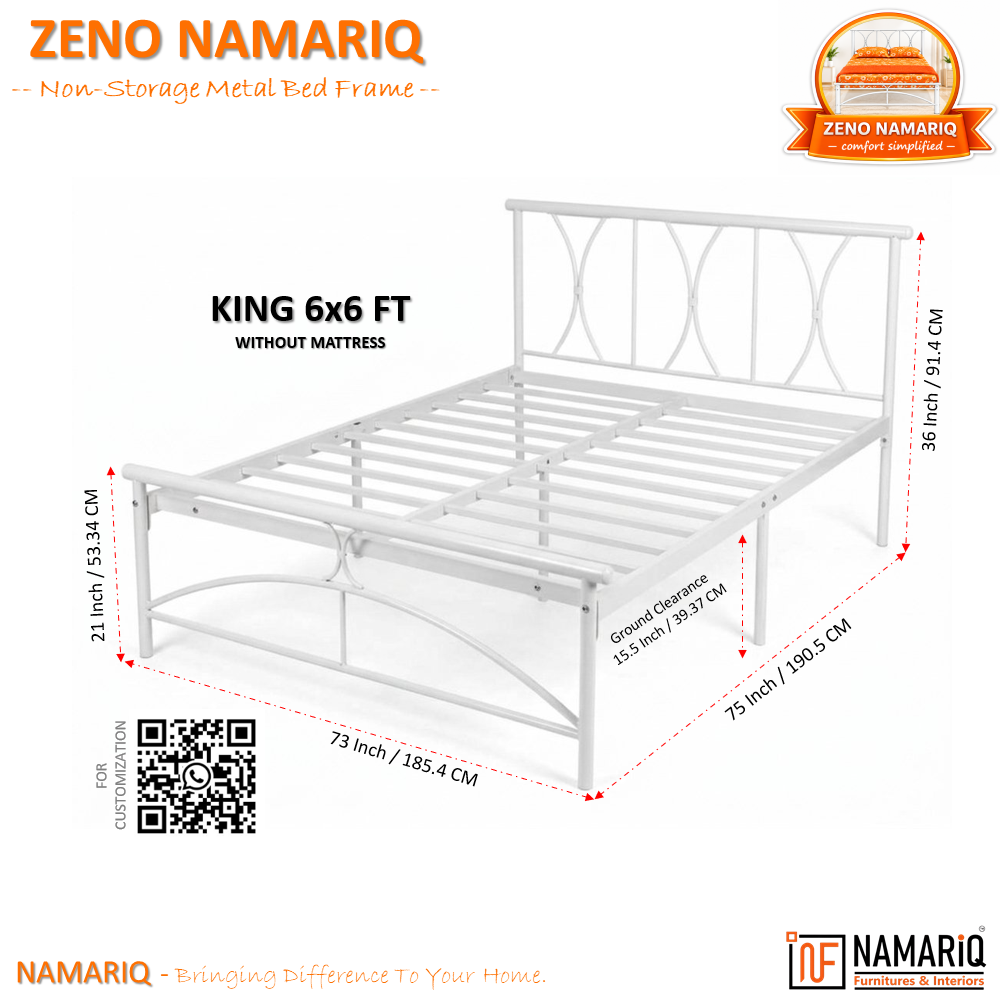 zeno-namariq-solid-wrought-iron-metal-bed-cot-without-inbuilt-storage-box-space-saving-bedroom-furniture-architectural-arched-head-footboard-with-without-mattress-king-queen-single-sizes-powder-coated-white-color