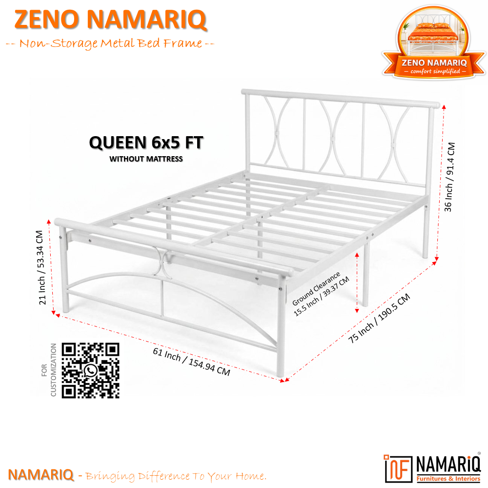 zeno-namariq-solid-wrought-iron-metal-bed-cot-without-inbuilt-storage-box-space-saving-bedroom-furniture-architectural-arched-head-footboard-with-without-mattress-king-queen-single-sizes-powder-coated-white-color