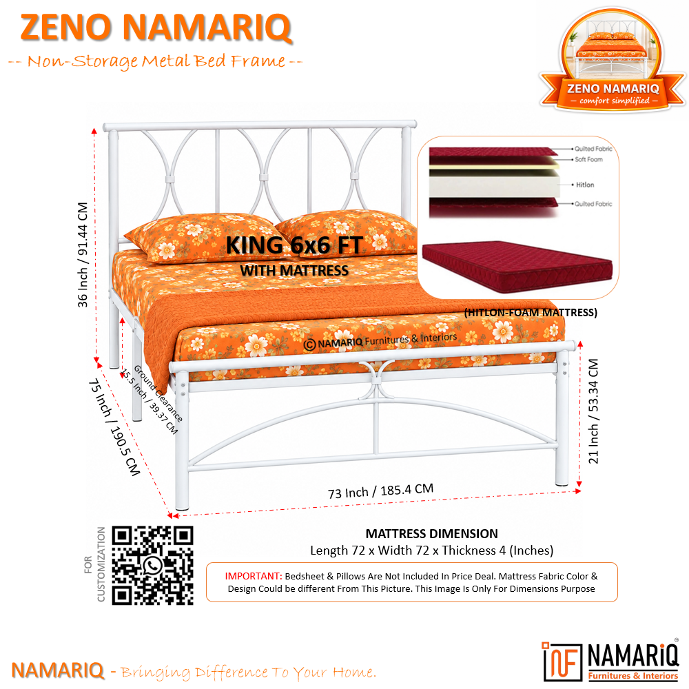 zeno-namariq-solid-wrought-iron-metal-bed-cot-without-inbuilt-storage-box-space-saving-bedroom-furniture-architectural-arched-head-footboard-with-without-mattress-king-queen-single-sizes-powder-coated-white-color