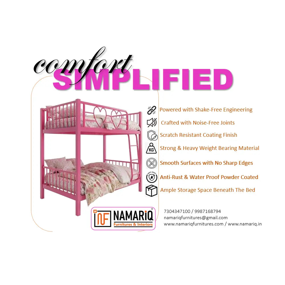 girliyapa-namariq-twin-over-twin-heart-cutout-metal-bunk-bed-for-female-siblings-without-inbuilt-storage-scratch-free-water-resistant-powder-coated-finish-vibrant-pink